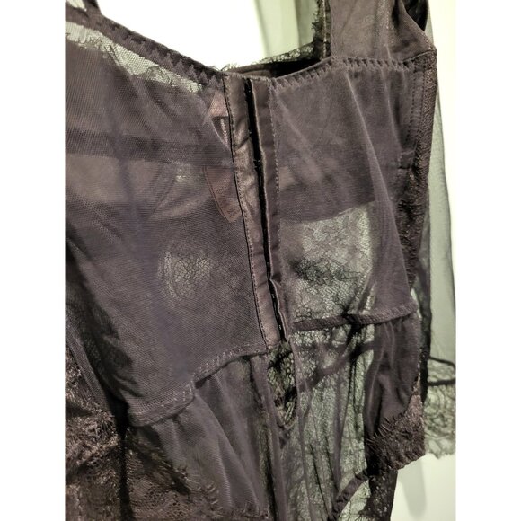 Victoria Secret Black Sheer Long Sleeve Bodysuit Sexy Goth Sz 36d - Picture 7 of 12